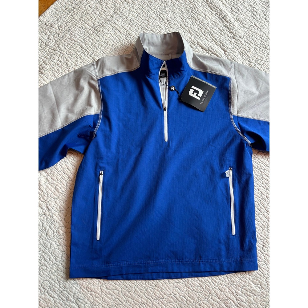 FootJoy Sport SS‎ Windshirt Royal Silver Mens Small Quarter Zip Golf Pullover